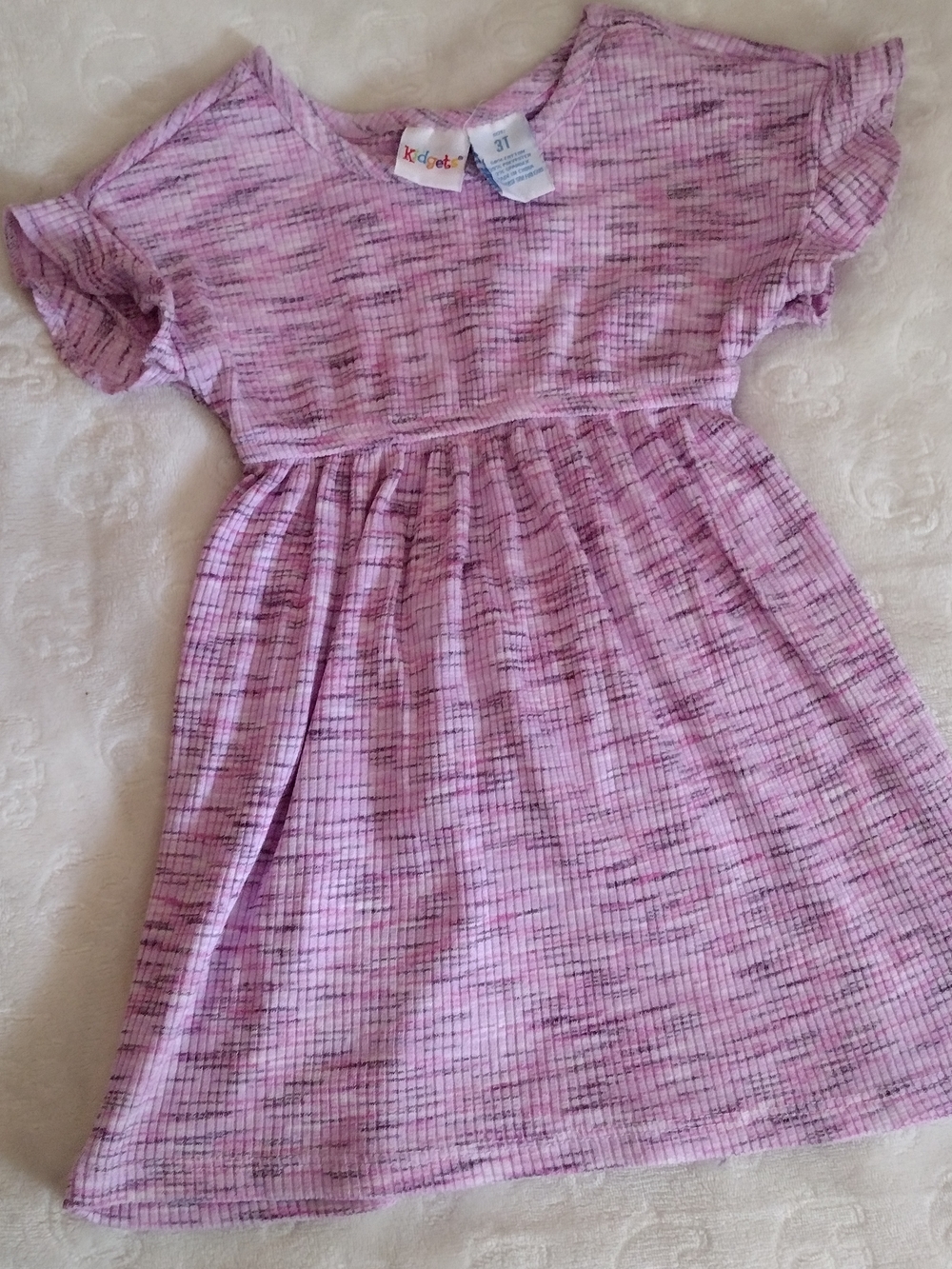 Kidgets Lavender-Pink Heathered Knit Short Sleeve Dress